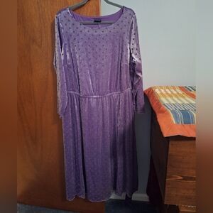 Torrid NWT Purple Polka Dot Velvet Maxi Dress Size 2X Pockets And Tie Waist
